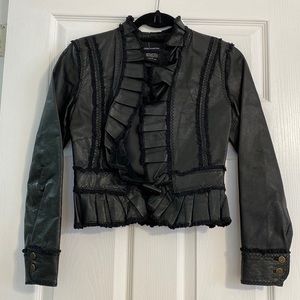 Black fitted XS leather jacket blazer